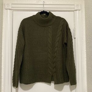 Poof Apparel Green Chunky Knit Turtleneck Sweater